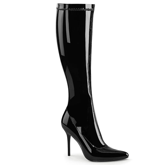 *4" Heel Stretch Knee Boot, Side Zip (Pleaser CLAS2000/B)