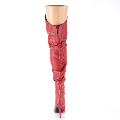 4" Heel Thigh High Pointed Boot w/PU Fur Lining, Side Zip (Pleaser CLAS3011/BPU)