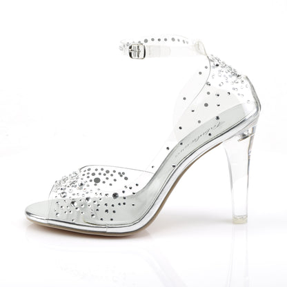 *4" Lucite Heel Open Toe Ankle Strap d'Orsay Sandal w/RS (Fabulicious CLE430RS/C)