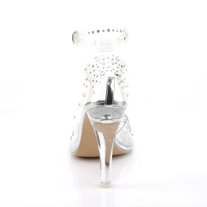 *4" Lucite Heel Open Toe Ankle Strap d'Orsay Sandal w/RS (Fabulicious CLE430RS/C)