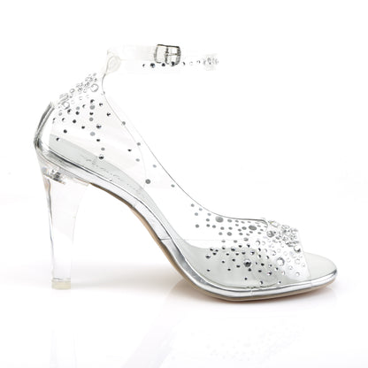 *4" Lucite Heel Open Toe Ankle Strap d'Orsay Sandal w/RS (Fabulicious CLE430RS/C)