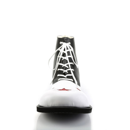 Adult Blk-Wht Pu W/Red Stars Clown Shoe (Funtasma CLOWN02/BW/PU)