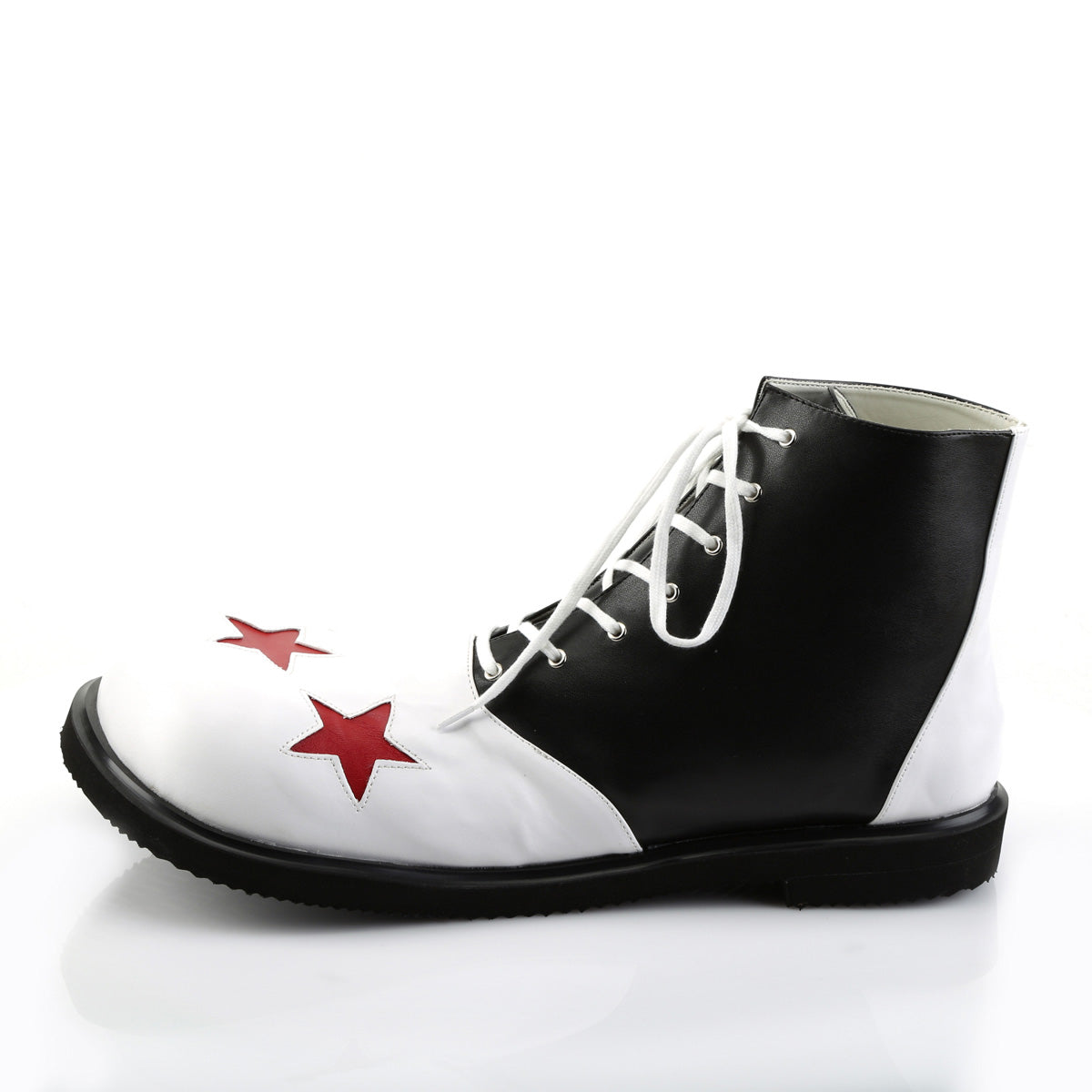 Adult Blk-Wht Pu W/Red Stars Clown Shoe (Funtasma CLOWN02/BW/PU)
