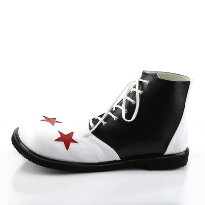Adult Blk-Wht Pu W/Red Stars Clown Shoe (Funtasma CLOWN02/BW/PU)
