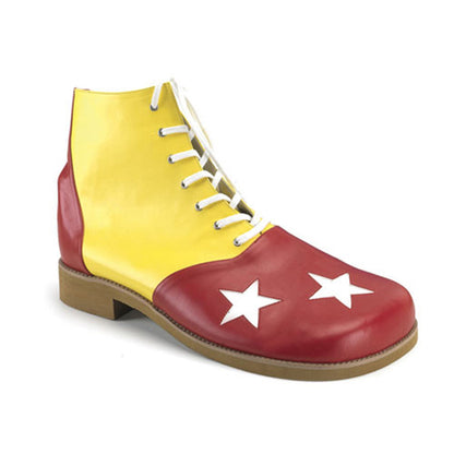 Adult Blk-Wht Pu W/Red Stars Clown Shoe (Funtasma CLOWN02/BW/PU)