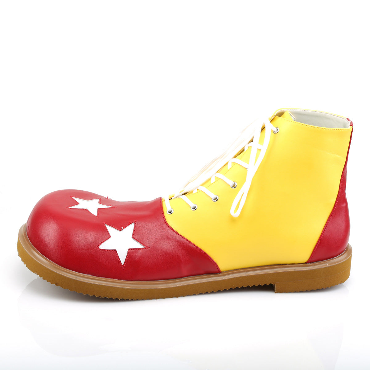 Adult Blk-Wht Pu W/Red Stars Clown Shoe (Funtasma CLOWN02/BW/PU)