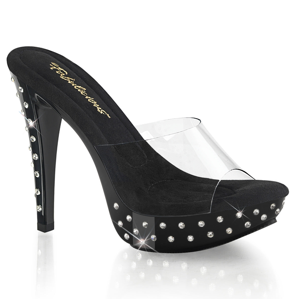 5" Heel, 1" Rhinestone Studded PF Slide (Fabulicious CTAIL501SDT/C/B)
