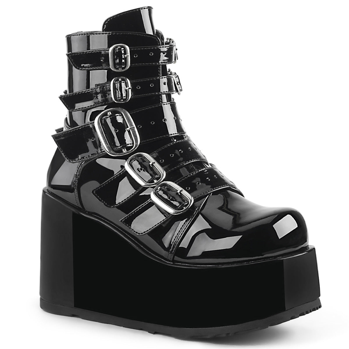 **4 1/4" PF Ankle Boot w/ Multi Buckle Straps, Back Zip (Demonia CON57/B)