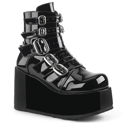 **4 1/4" PF Ankle Boot w/ Multi Buckle Straps, Back Zip (Demonia CON57/B)