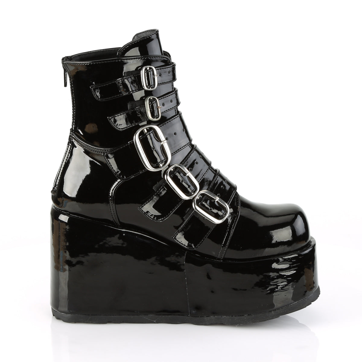 **4 1/4" PF Ankle Boot w/ Multi Buckle Straps, Back Zip (Demonia CON57/B)