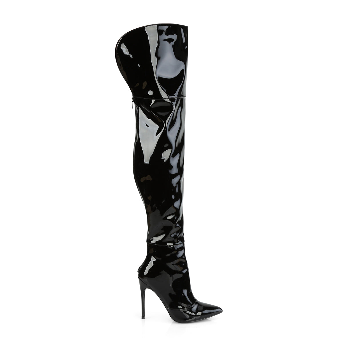 5" Stretch Thigh High Boot, Back Zip (Pleaser COURTLY3012/B)