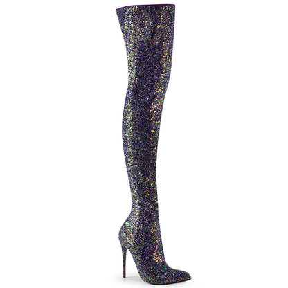 5" Glitter Thigh High Boot, 1/3 Side Zip (Pleaser COURTLY3015/BG)