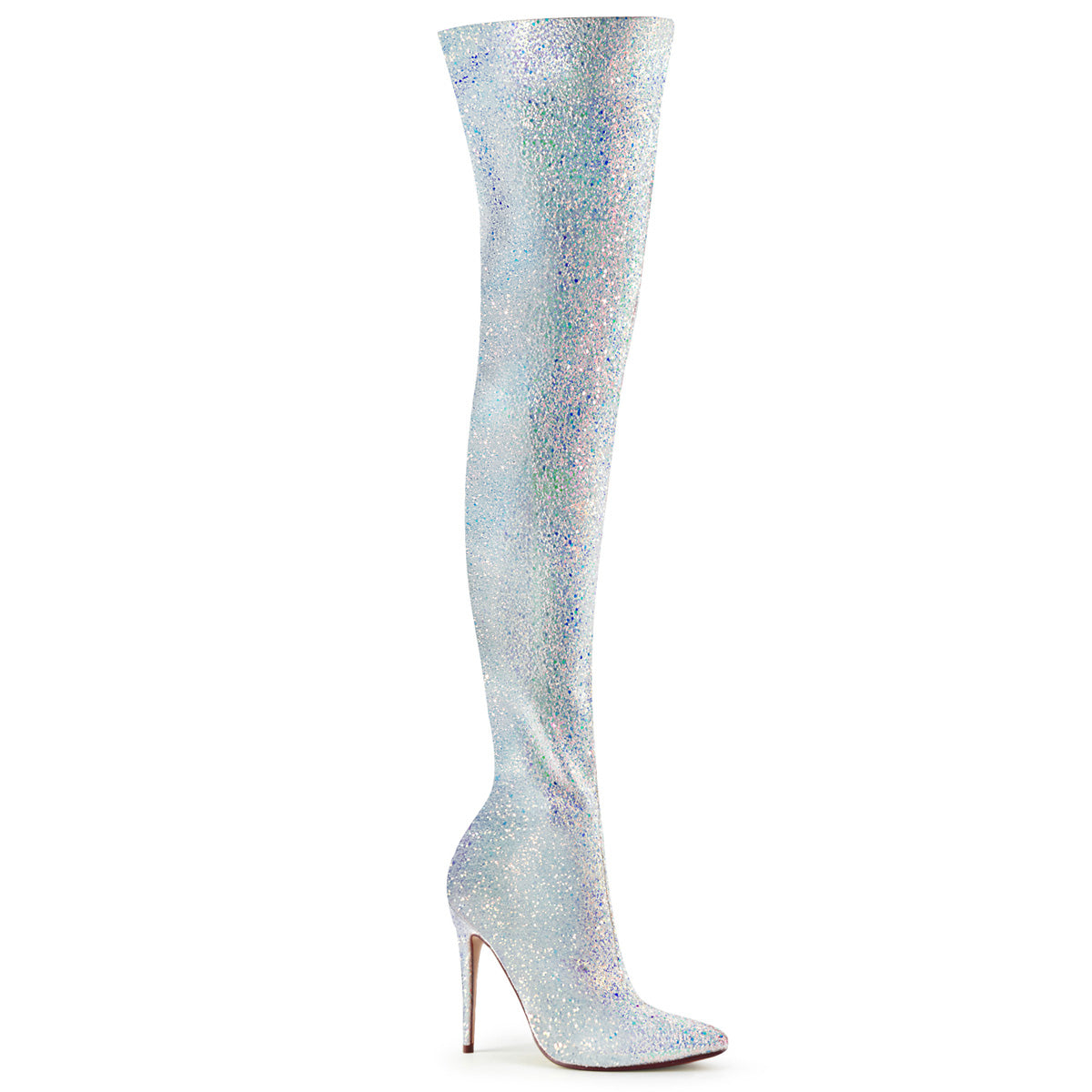 5" Glitter Thigh High Boot, 1/3 Side Zip (Pleaser COURTLY3015/BG)