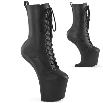 8" Heelless, 3" PF Lace-Up Front Ankle Boot, Inside Zip (Pleaser CRAZE1040/B/M)