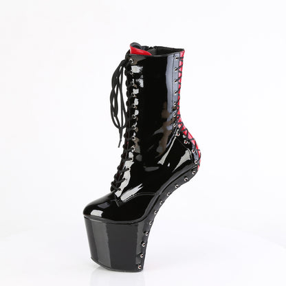 8" Heel, 3" PF Two Tone Lace-Up Ankle Boot, Size Zip (Pleaser CRAZE1040FH/B-RPT/M)