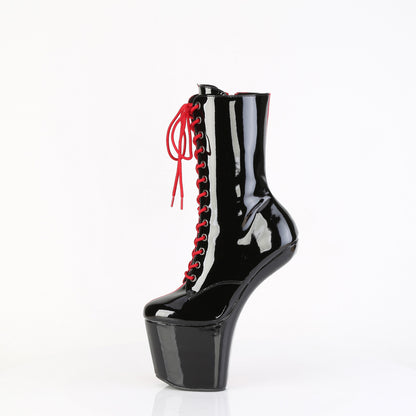 8" Heelless, 3" PF Two Tone Lace-Up Ankle Boot, Side Zip (Pleaser CRAZE1040TT/B-W/M)