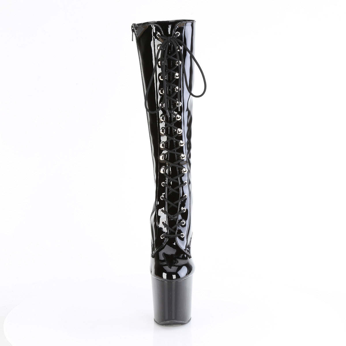 8" Heelless, 3" PF Lace-Up Stretch Knee Boot, Side Zip (Pleaser CRAZE2023/B/M)