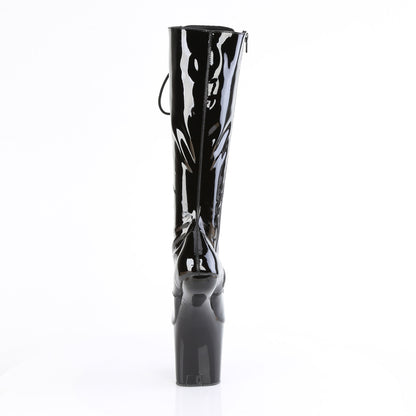8" Heelless, 3" PF Lace-Up Stretch Knee Boot, Side Zip (Pleaser CRAZE2023/B/M)