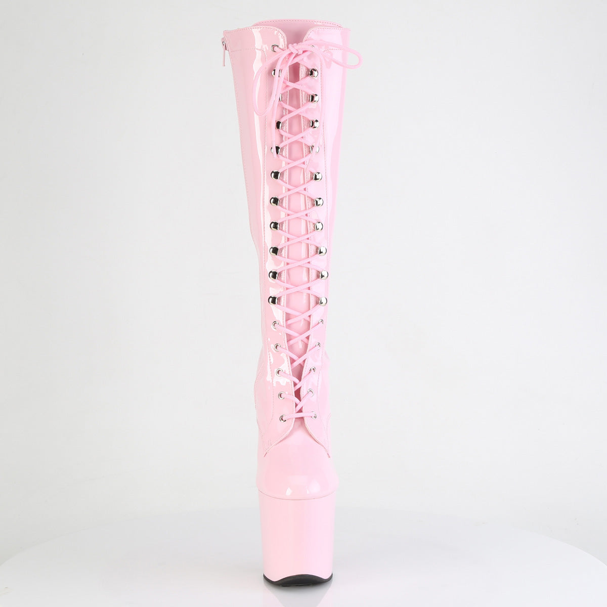8" Heelless, 3" PF Lace-Up Stretch Knee Boot, Side Zip (Pleaser CRAZE2023/B/M)
