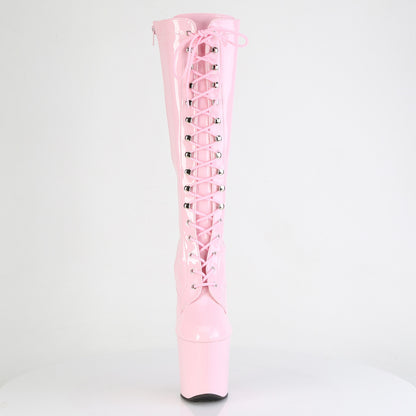 8" Heelless, 3" PF Lace-Up Stretch Knee Boot, Side Zip (Pleaser CRAZE2023/B/M)