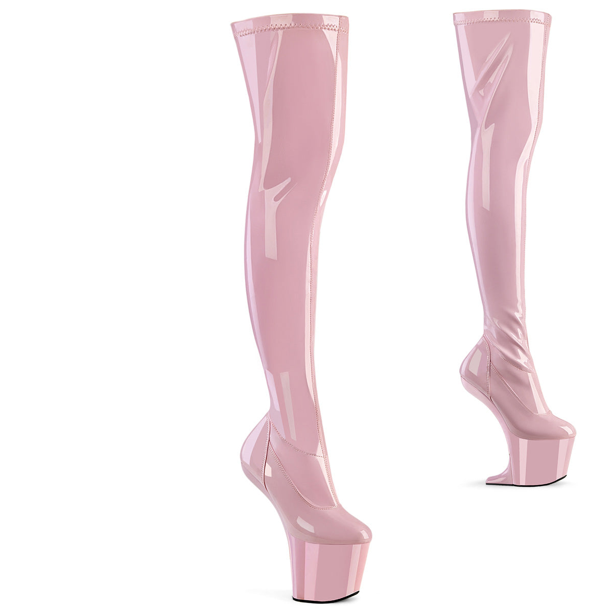 8" Heelless, 3" PF Stretch Thigh Boot, Inside Zip (Pleaser CRAZE3000/B/M)