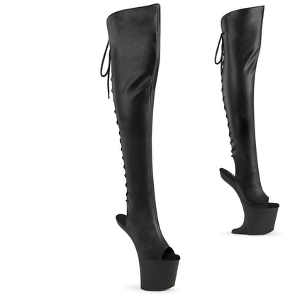 8" Heelless, 3" PF Open Toe/Over-The-Knee Boot, Side Zip (Pleaser CRAZE3019/BPU)