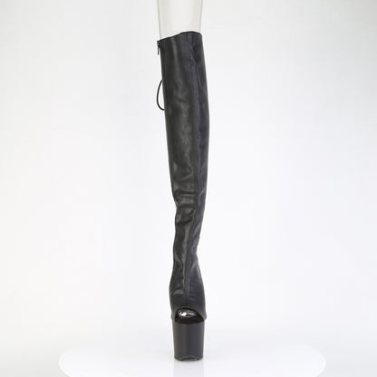 8" Heelless, 3" PF Open Toe/Over-The-Knee Boot, Side Zip (Pleaser CRAZE3019/BPU)