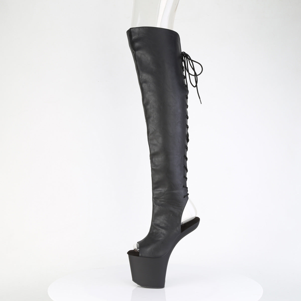 8" Heelless, 3" PF Open Toe/Over-The-Knee Boot, Side Zip (Pleaser CRAZE3019/BPU)