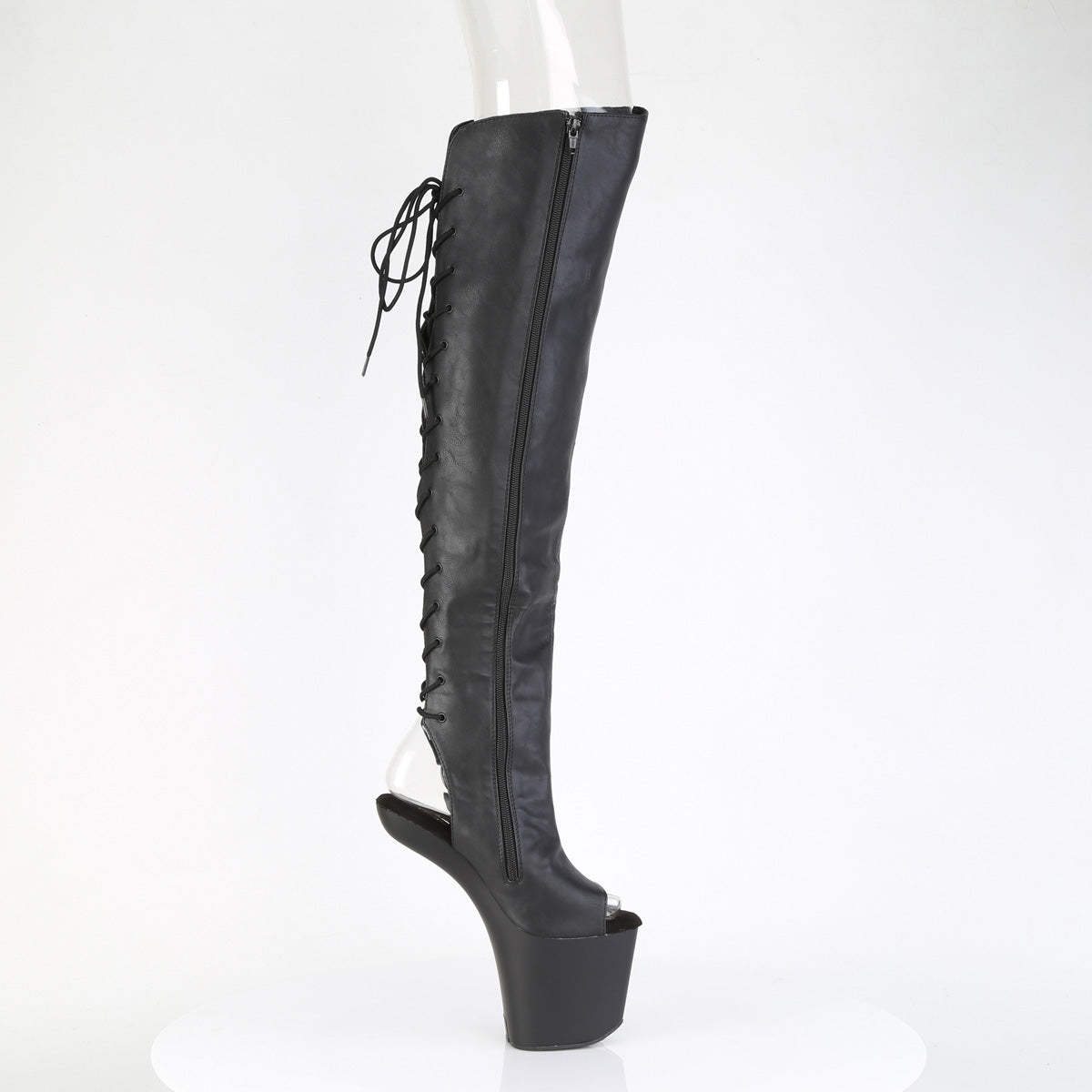 8" Heelless, 3" PF Open Toe/Over-The-Knee Boot, Side Zip (Pleaser CRAZE3019/BPU)