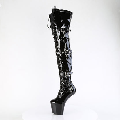 8" Heelless, 3" PF Lace-Up Front Thigh Boot, Side Zip (Pleaser CRAZE3028/B/M)