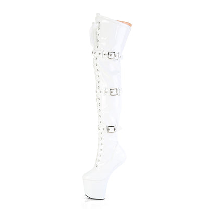 8" Heelless, 3" PF Lace-Up Front Thigh Boot, Side Zip (Pleaser CRAZE3028/B/M)
