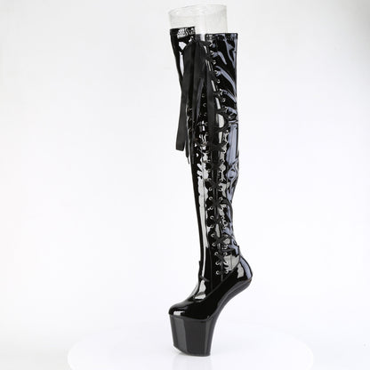 *8" Heelless, 3" PF Thigh  Boot w/Side Ribbon Lace, Side Zip (Pleaser CRAZE3050/B/M)