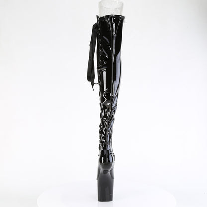 *8" Heelless, 3" PF Thigh  Boot w/Side Ribbon Lace, Side Zip (Pleaser CRAZE3050/B/M)
