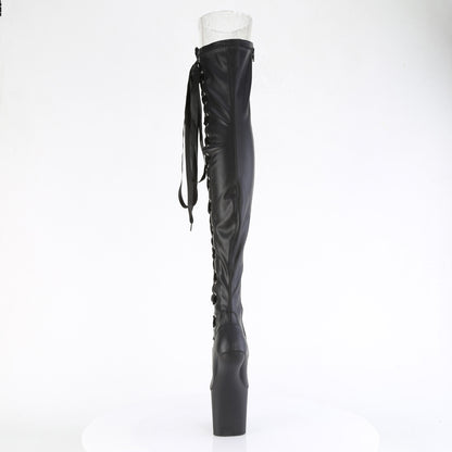 *8" Heelless, 3" PF Thigh  Boot w/Side Ribbon Lace, Side Zip (Pleaser CRAZE3050/B/M)