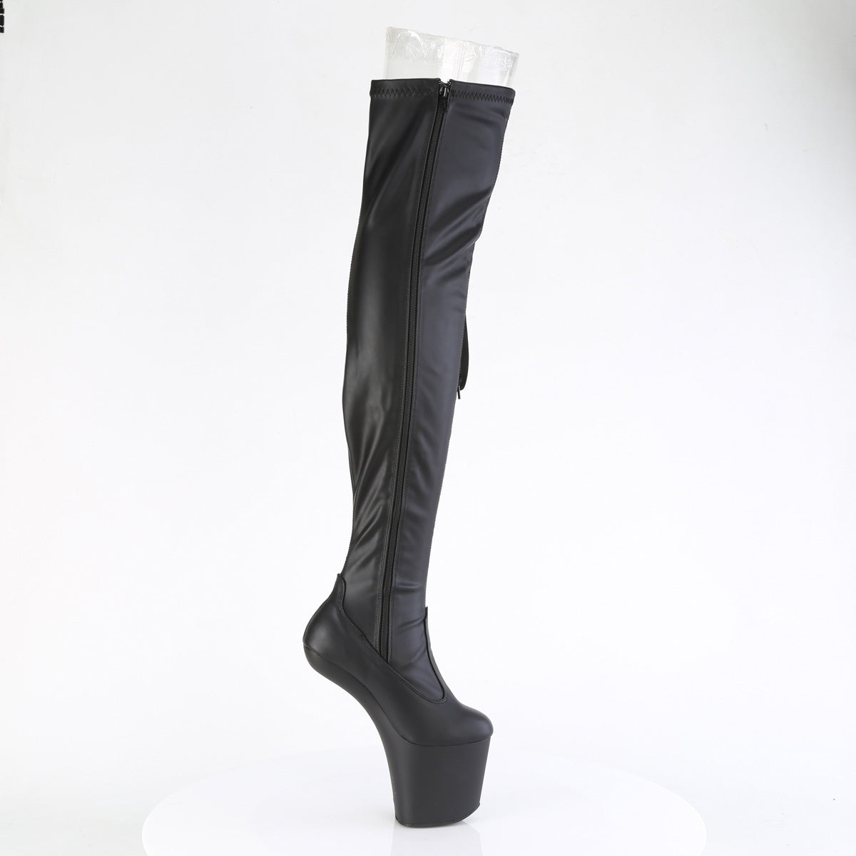 *8" Heelless, 3" PF Thigh  Boot w/Side Ribbon Lace, Side Zip (Pleaser CRAZE3050/B/M)