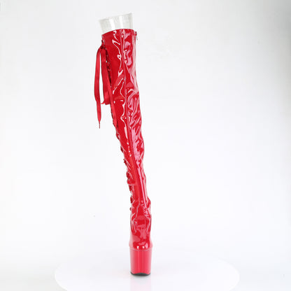 *8" Heelless, 3" PF Thigh  Boot w/Side Ribbon Lace, Side Zip (Pleaser CRAZE3050/B/M)