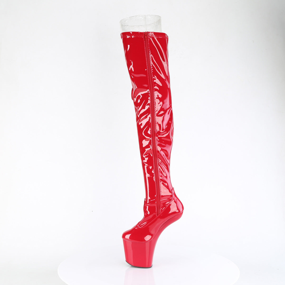 *8" Heelless, 3" PF Thigh  Boot w/Side Ribbon Lace, Side Zip (Pleaser CRAZE3050/B/M)