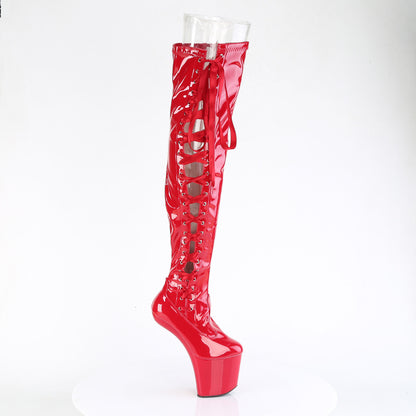 *8" Heelless, 3" PF Thigh  Boot w/Side Ribbon Lace, Side Zip (Pleaser CRAZE3050/B/M)