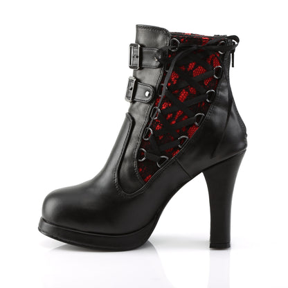 4" Heel, 3/4" PF Corseted Triple Buckled Straps Ankle Boot (Demonia CRYP51/BRVL)