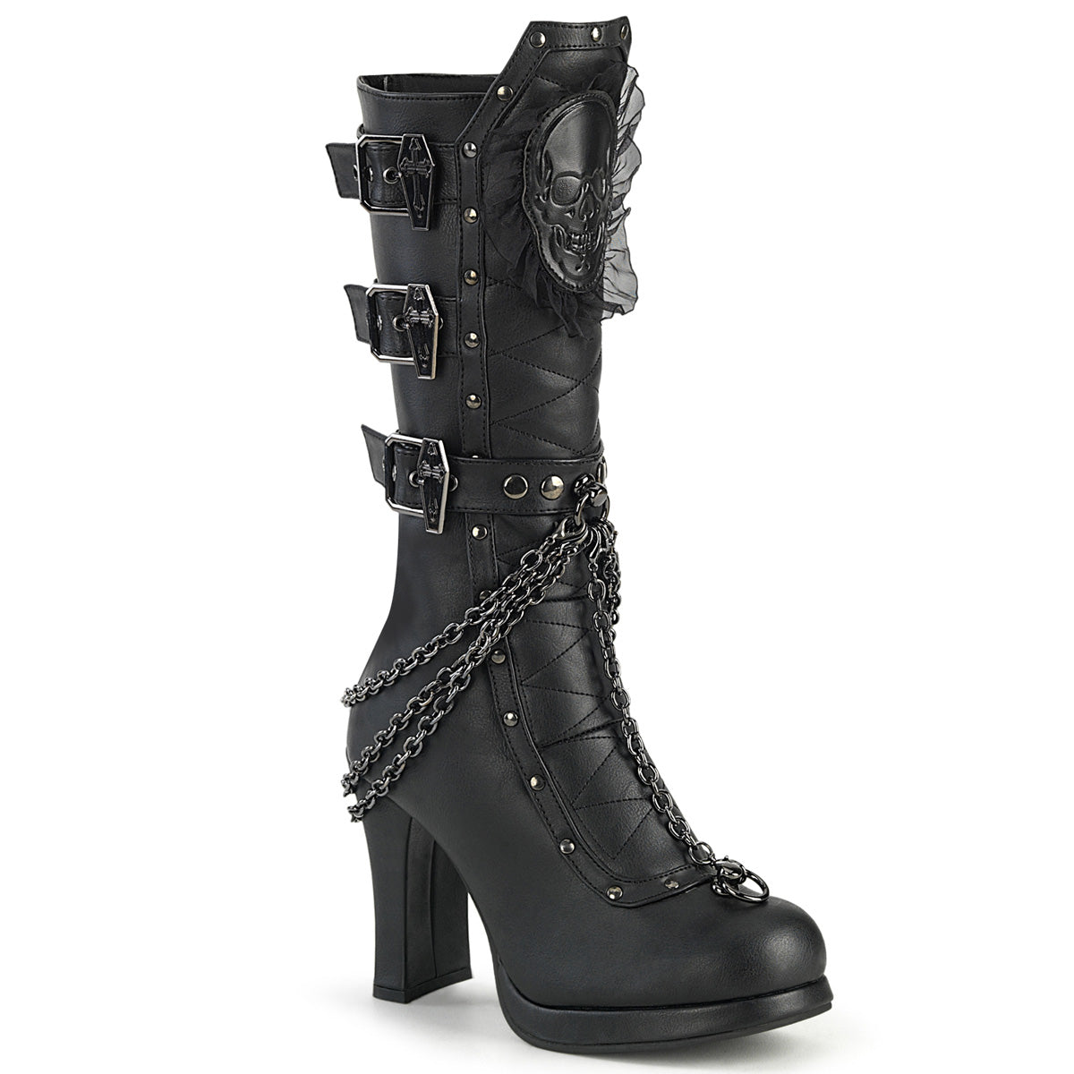 *4" Heel, 3/4" PF Mid-Calf Boot, Metal Back Zip (Demonia CRYP67/BVL)