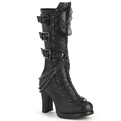 *4" Heel, 3/4" PF Mid-Calf Boot, Metal Back Zip (Demonia CRYP67/BVL)