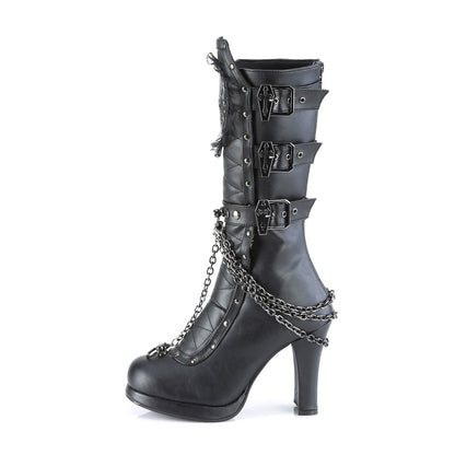 *4" Heel, 3/4" PF Mid-Calf Boot, Metal Back Zip (Demonia CRYP67/BVL)