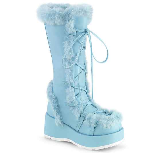 **2 3/4" Platform Lace-Up Mid-Calf Boot, Side Zip (Demonia CUB311/BBVL)