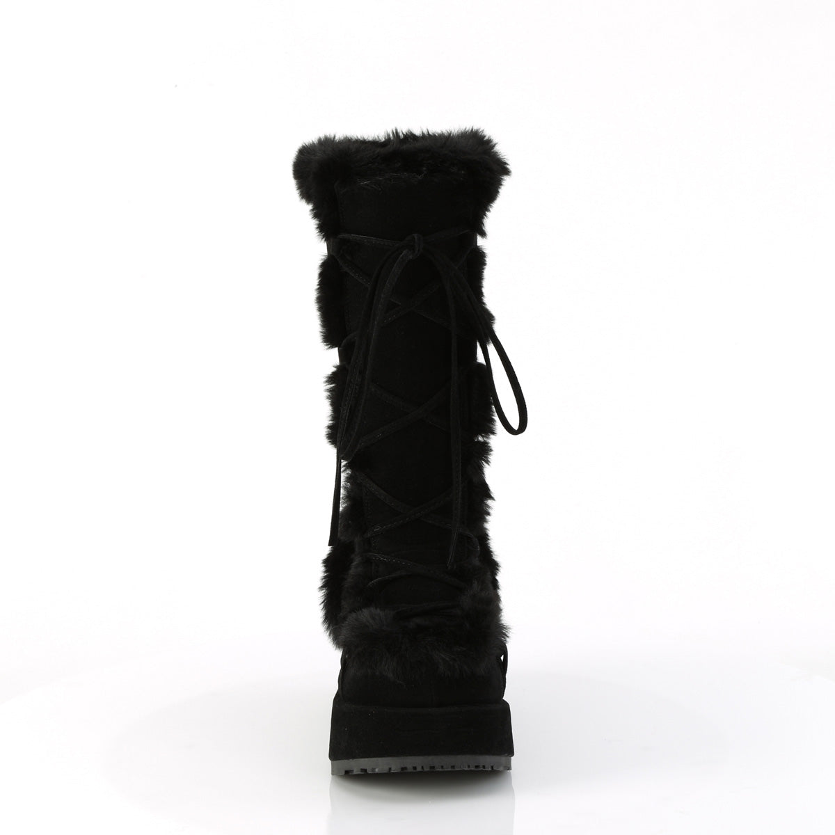 **2 3/4" Platform Lace-Up Mid-Calf Boot, Side Zip (Demonia CUB311/BBVL)