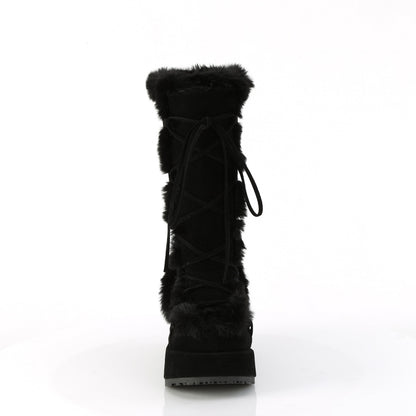**2 3/4" Platform Lace-Up Mid-Calf Boot, Side Zip (Demonia CUB311/BBVL)