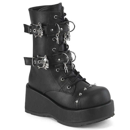 2 3/4" Platform Lace-Up Ankle Boot, Inside Zip (Demonia CUB54/BVL)