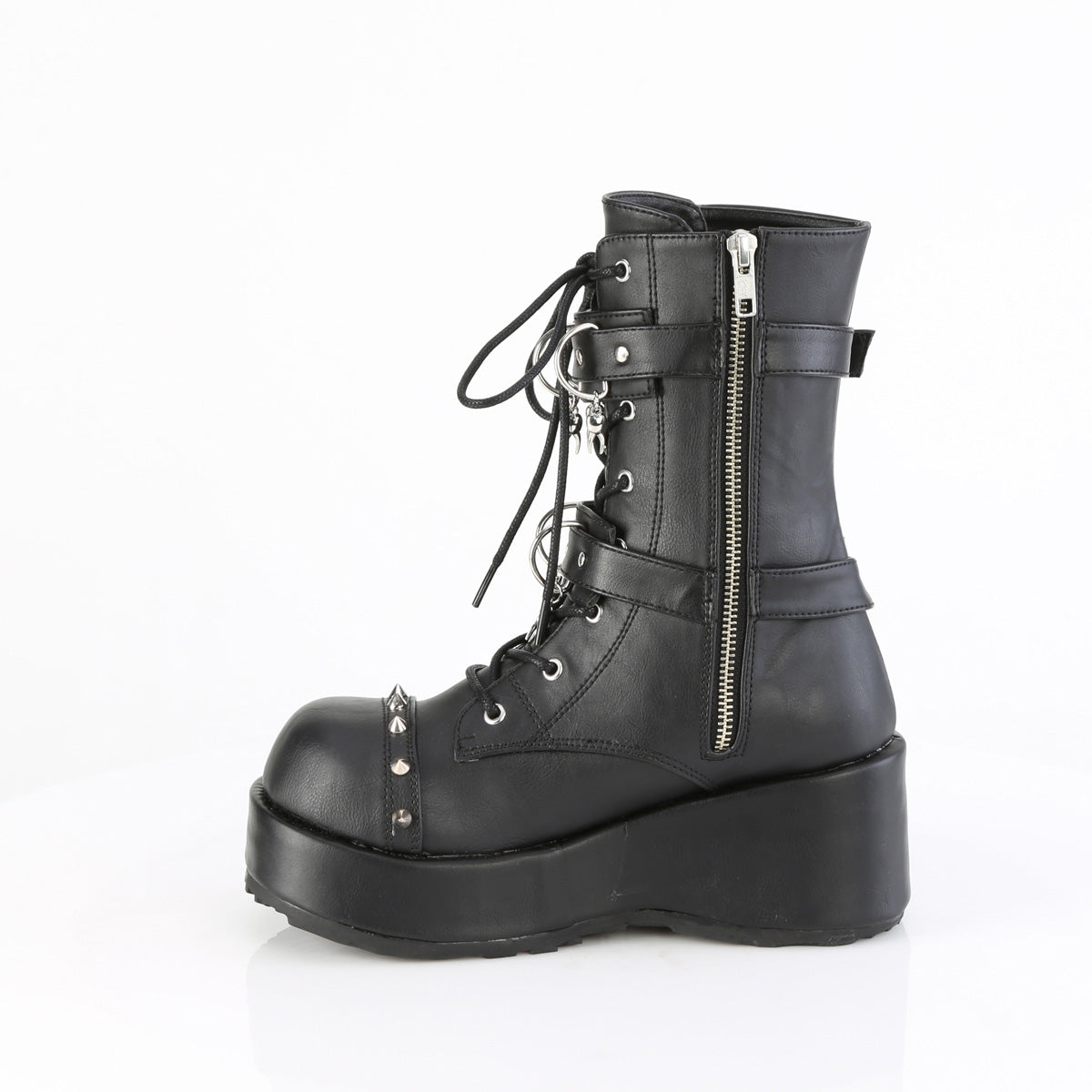 2 3/4" Platform Lace-Up Ankle Boot, Inside Zip (Demonia CUB54/BVL)
