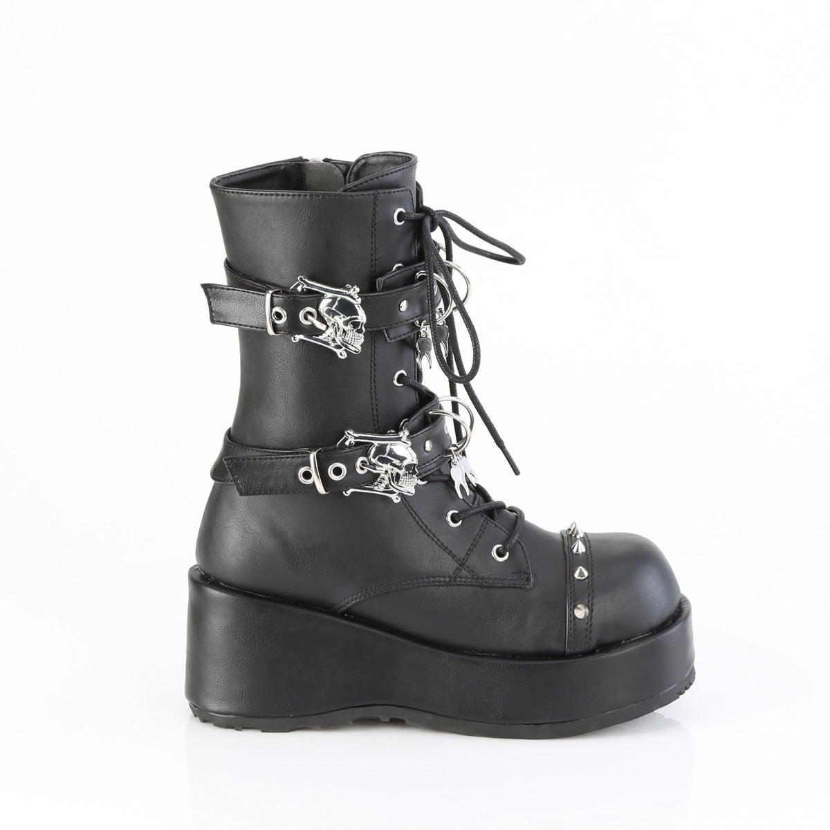 2 3/4" Platform Lace-Up Ankle Boot, Inside Zip (Demonia CUB54/BVL)