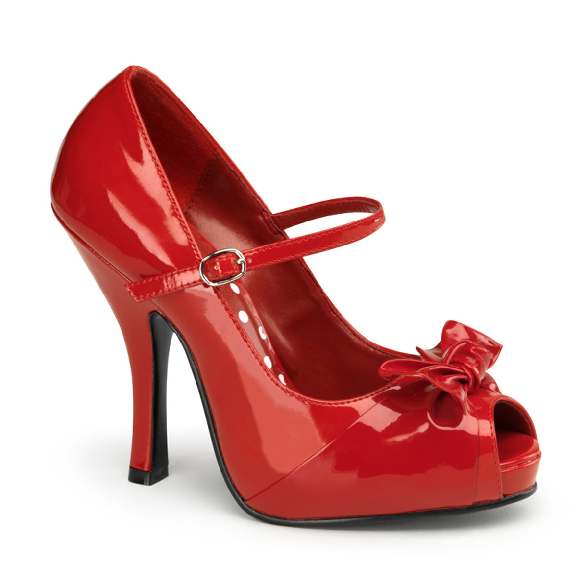 *4 1/2" Heel, 3/4" Hidden P/F Open Toe Mary Jane W/ Bow (Pin Up Couture CUTIE08/RPT)