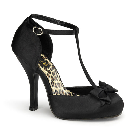 *4 1/2" Heel, 3/4" Hidden PF T-Strap D'orsay Pump W/ Bow (Pin Up Couture CUTIE12/BSA)
